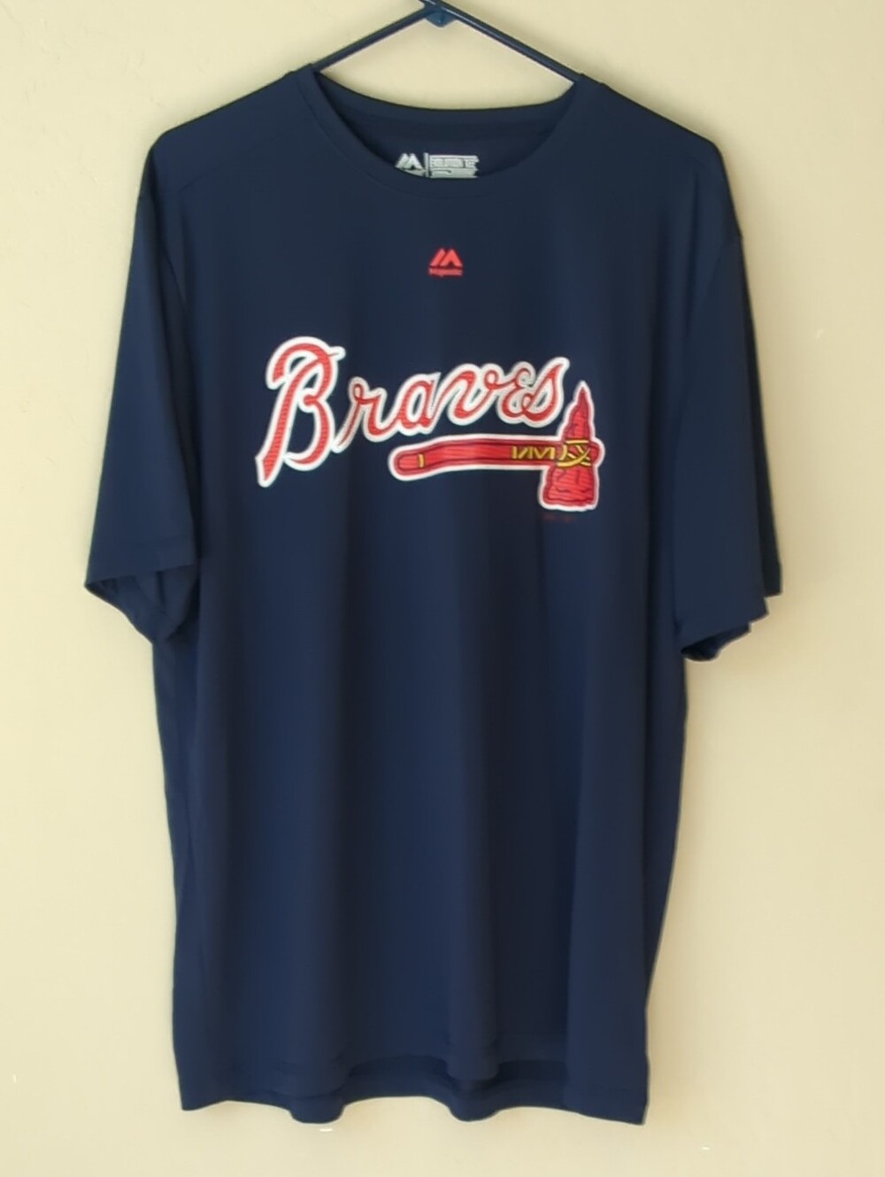 Majestic Atlanta Braves Evolution Tee Cool Base Short Sleeve Men Sz XL Blue New